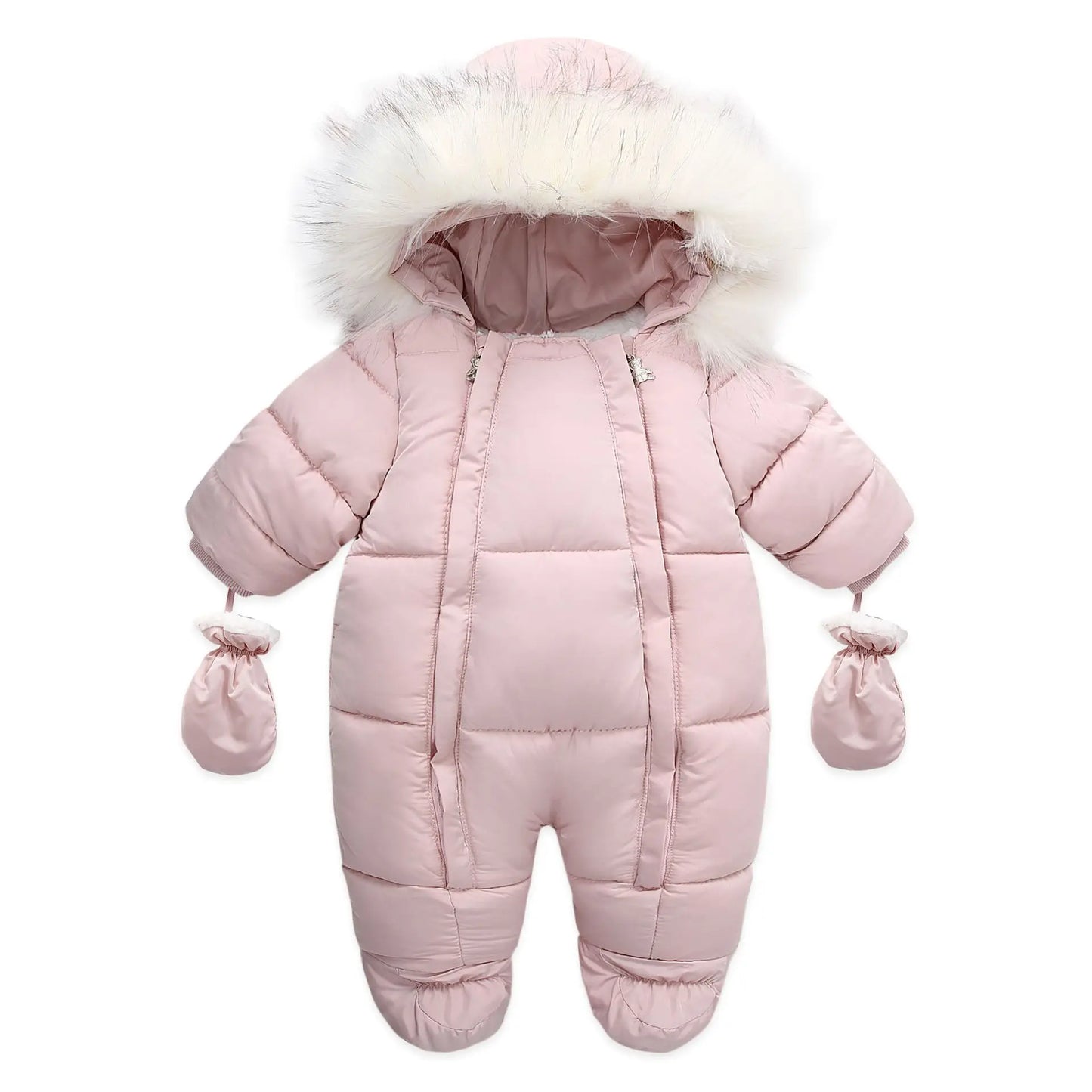 AYNIGIELL 2024 Winter Newborn Thickening Jumpsuit Built-in Wool Hooded Down Romper Baby Boys and Girls Warm Snowproof Overalls