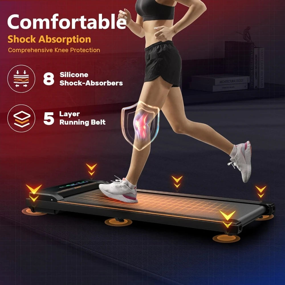 Walking Pad Treadmill, 2.5HP Under Desk Treadmill with Remote Control & LED Display, Quiet Desk Treadmill for Compact Space