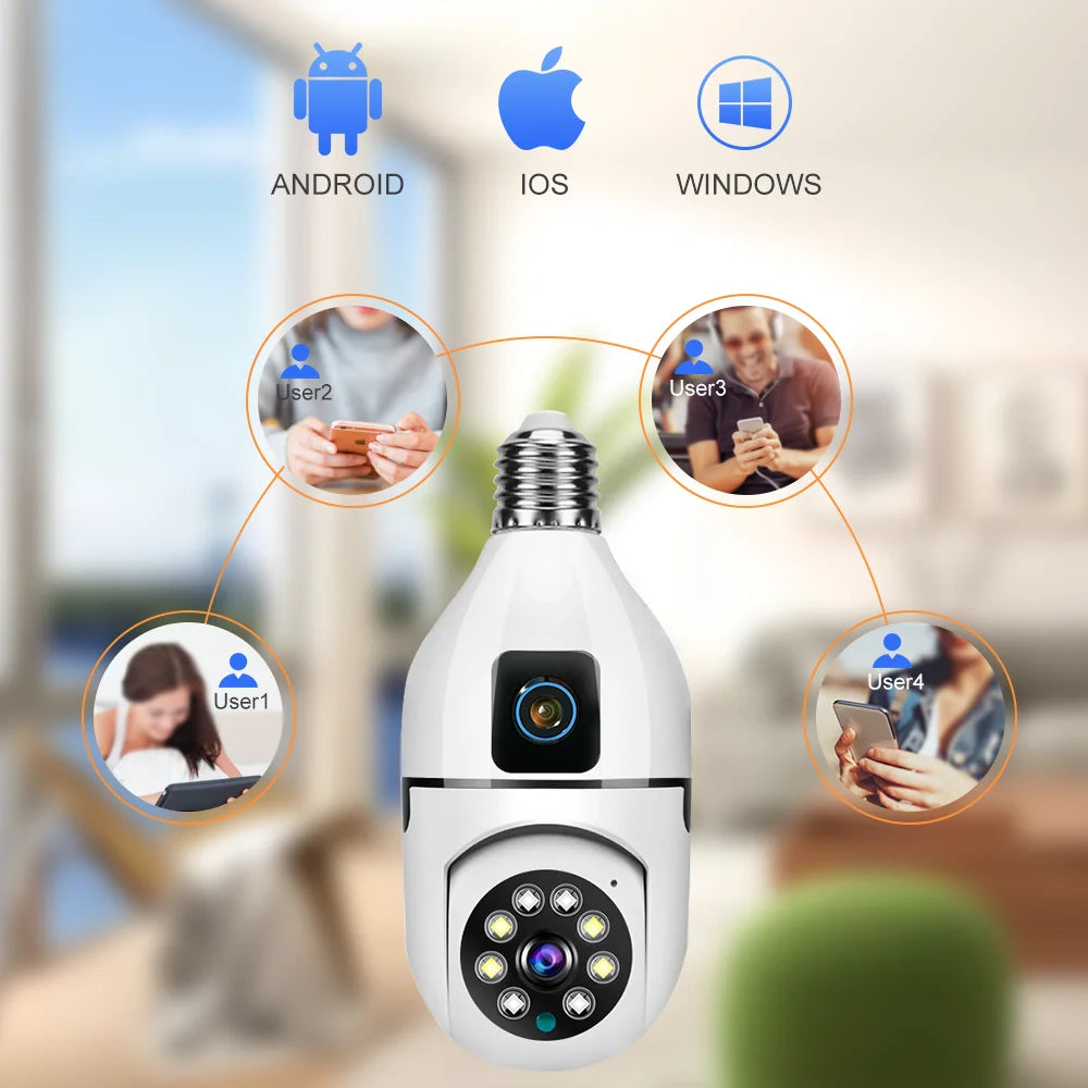 8MP E27 Bulb Surveillance WIFI Camera Human Tracking Full Color Night Vision Automatic Zoom Indoor Security Monitor Wifi Camera