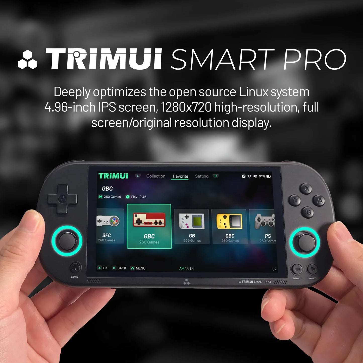 Trimui Smart Pro Handheld Game Console 4.96''IPS Screen Linux System Joystick