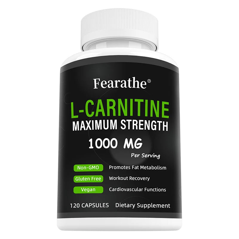 L-Carnitine 1000 Mg Capsules - Powerful Fat Burner, Boosts Metabolism, Energy, Focus, Antioxidant and Cardiovascular Health