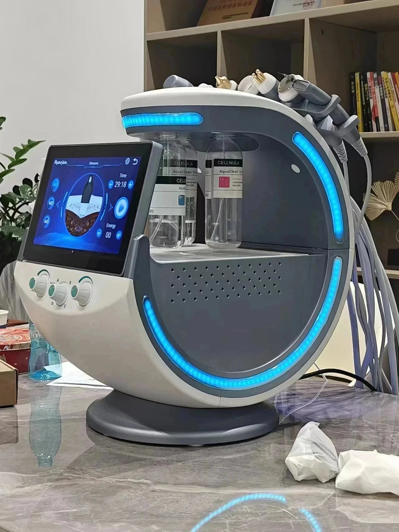 Ultrasound Skin Care Cryotherapy Microdermabrasion Machine Ice Blue Magic Mirror Skin Analyzer Oxygene Hydro facial Machine