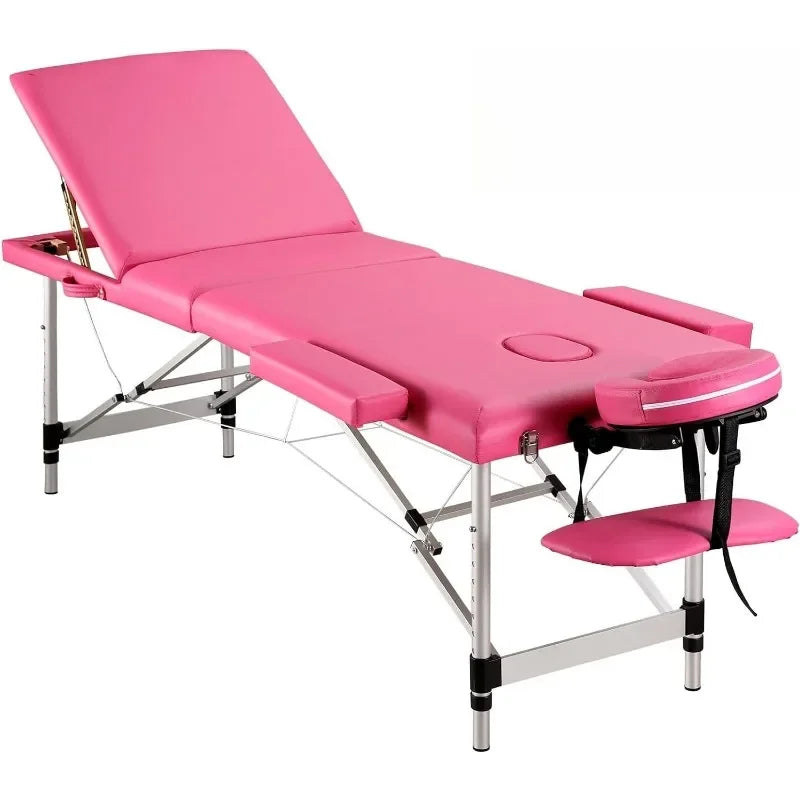Portable Massage Table Upgraded 2" Thick Sponge, Height Adjustable Aluminum Massage Bed