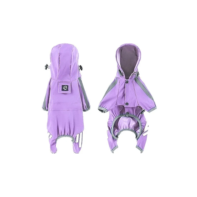 Dog Raincoat Reflective can-pull Dog Jacket Waterproof Large Pet Rainy Day Out Clothes