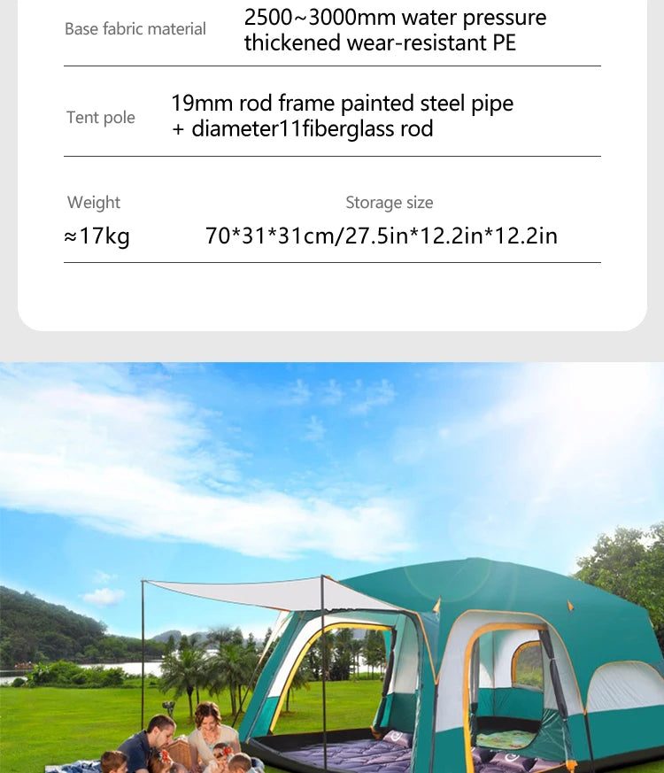 Hiking Tent 3-12 Person Rainproof