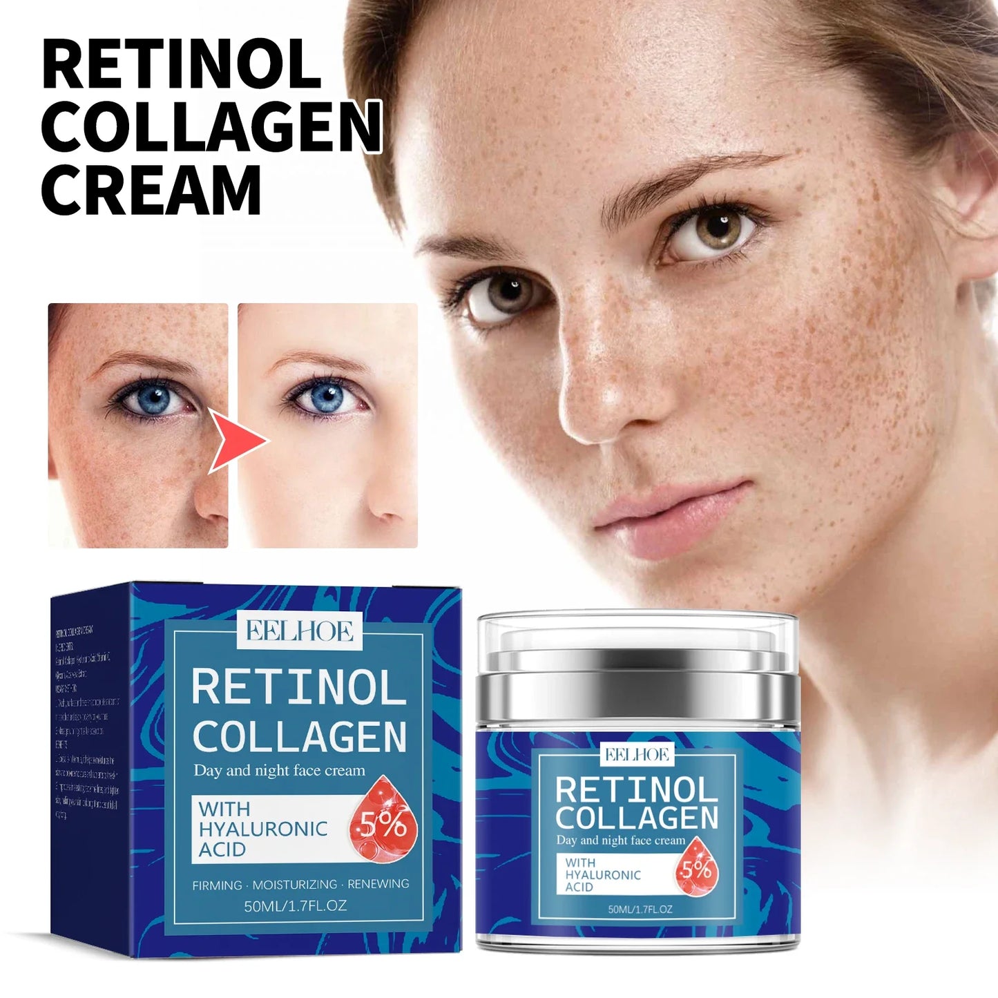 Retinol Collagen Cream Lighten Fine Lines Improve Darkness Reduce Dark Spots Tighten And Brighten Skin Moisturizing Face Cream