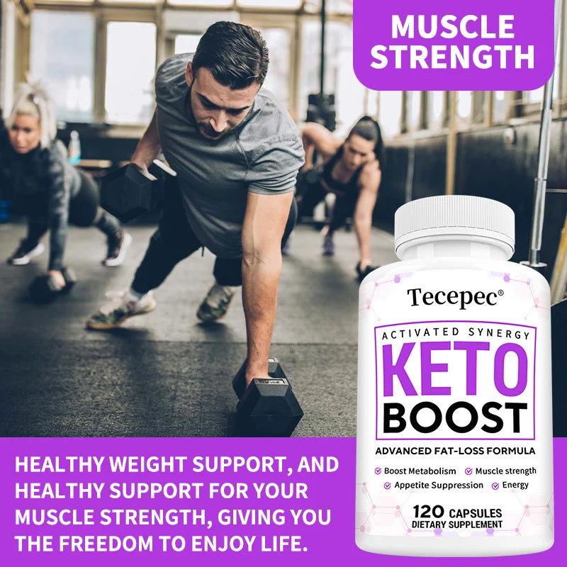 Keto Boost, Supports Balanced Energy Levels and Weight, Naturally Boosts Muscle Strength, Stress Relief, 120 Capsules