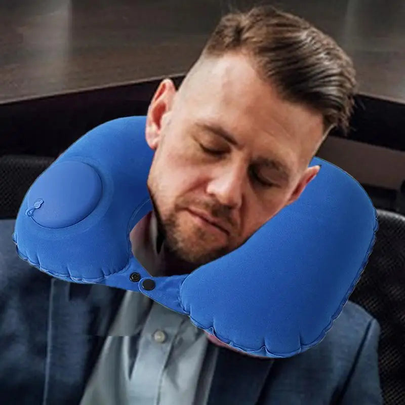 Inflatable Neck Pillow U-Shaped Neck Support Pillow Comfortable Pillow Portable Neck Protector For Travel Airplane Car