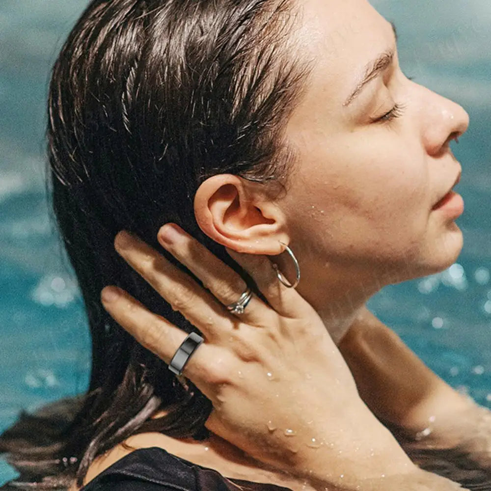 R02 Smart Ring Sleep Monitor Bluetooth5.0 Blood Oxygen Tracker Fitness Tracker Ring IP68 & 5ATM Waterproof Multi-sport Modes
