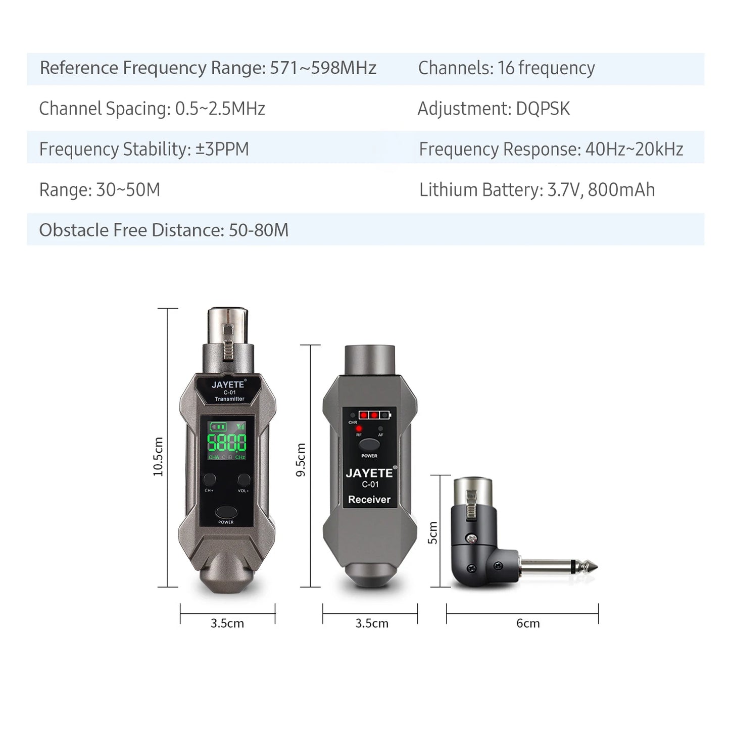 UHF Professional Wired to Wireless Microphone Converter Micphone Transmitter & Receiver Receiving Transmission for Dynamic Mic