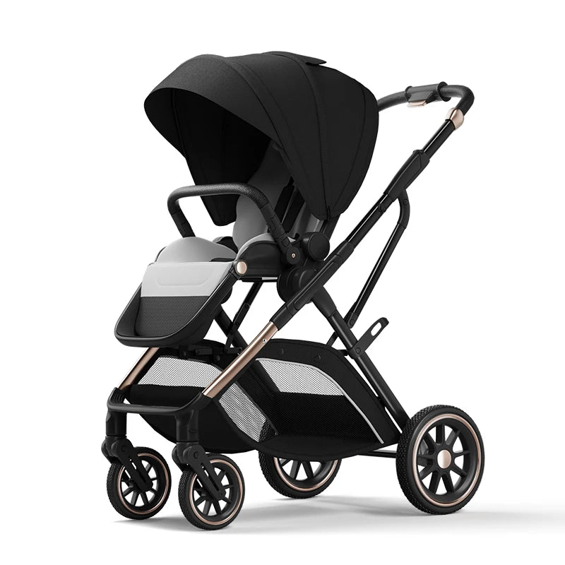 High View Baby Stroller Ergonomics Seat Bassinet for Newborn Portable Baby Pram One Hand to Recline Basket Pushchair
