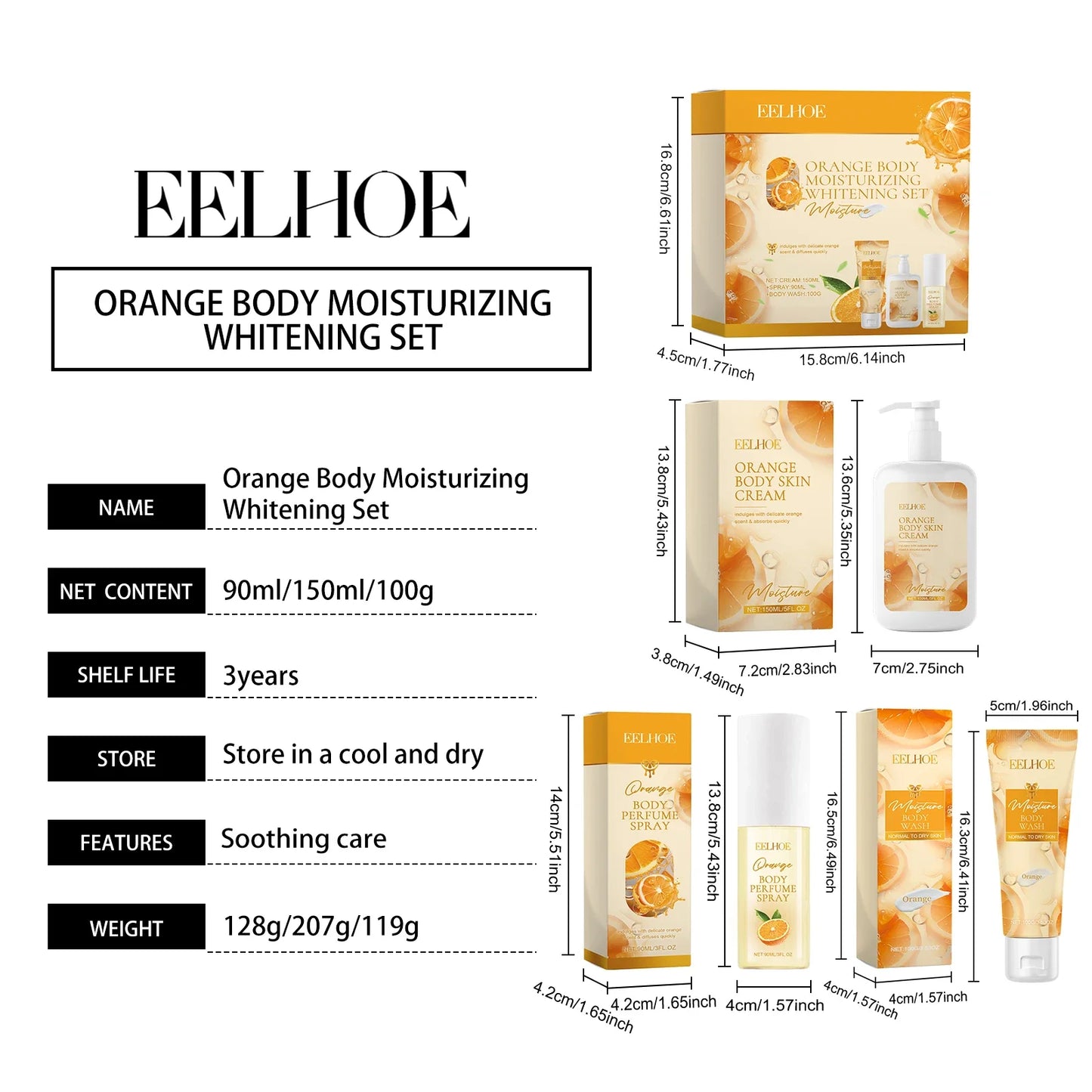 Orange Body Fragrance Gift Box Niacinamide Whitening Skincare Set Deep Nourishing Moisturizing And Brightening Body Care Product
