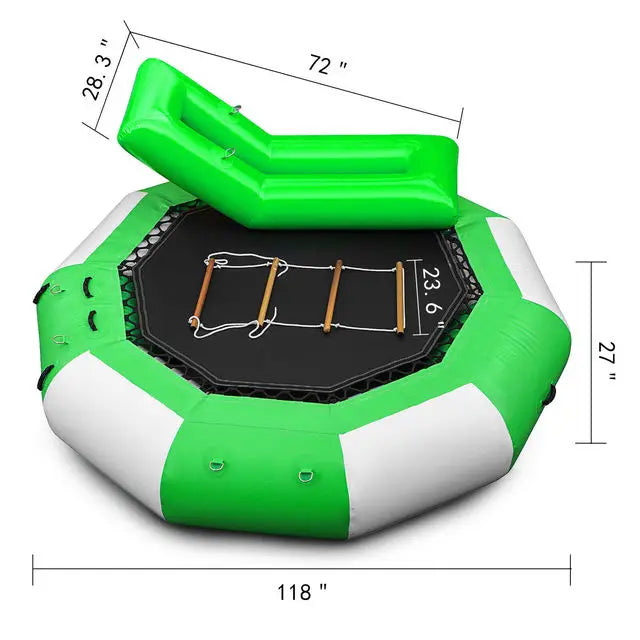 VEVOR Inflatable Water Trampoline PVC Tarpaulin Floated Bounce Platform Smooth and Waterproof Surface W/ Ladder For Pool Ocean