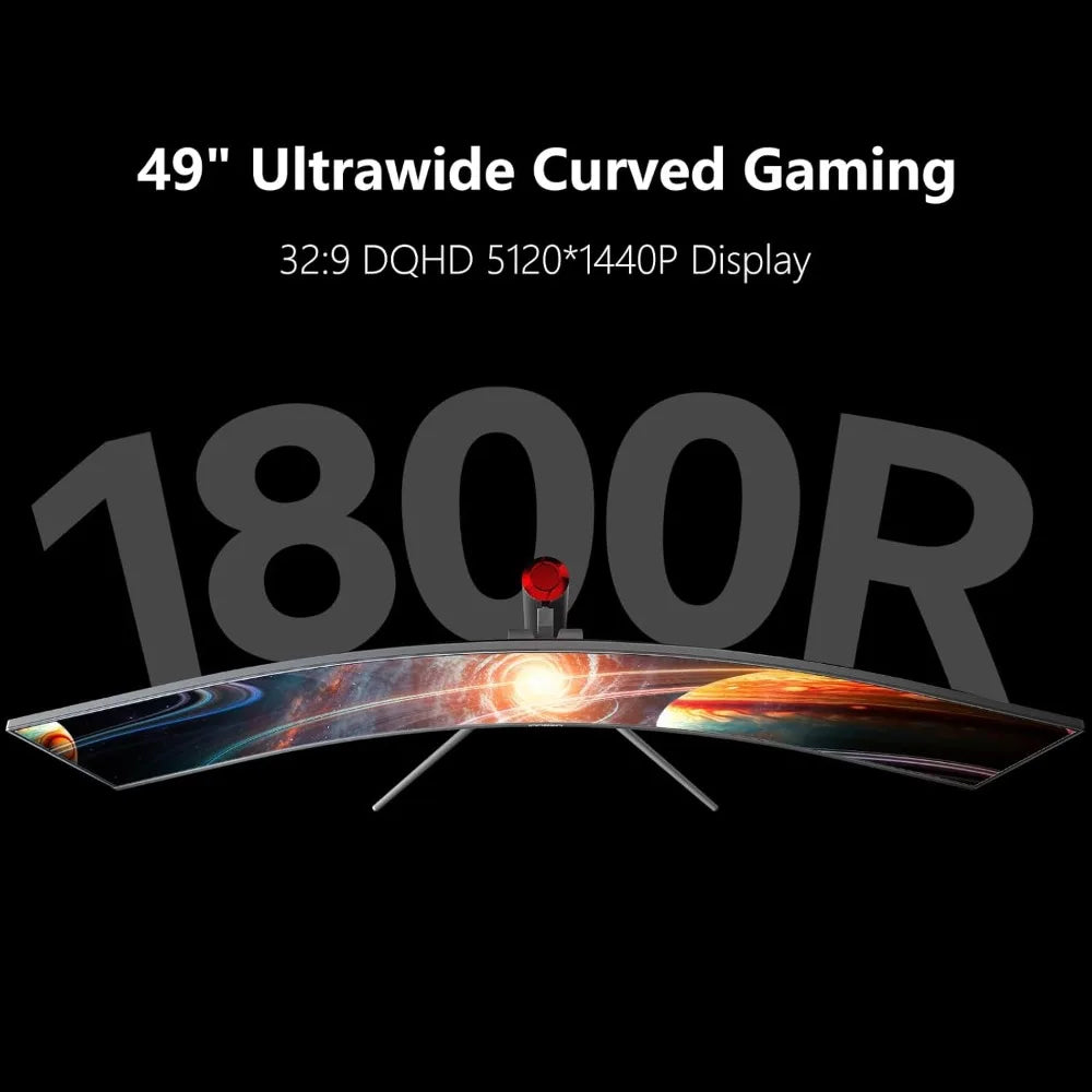 49" Curved Monitor Ultrawide Gaming 120Hz 32:9 QHD 5120 x 1440P Computer Monitor, R1800, 99% sRGB, HDR400