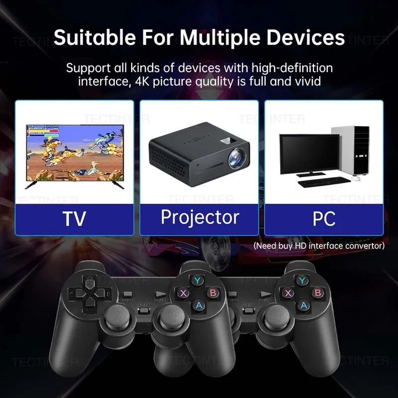 Video Game Console Built-in 20000 Games Wireless Controller TV Game Stick 4K HD 25 Languages