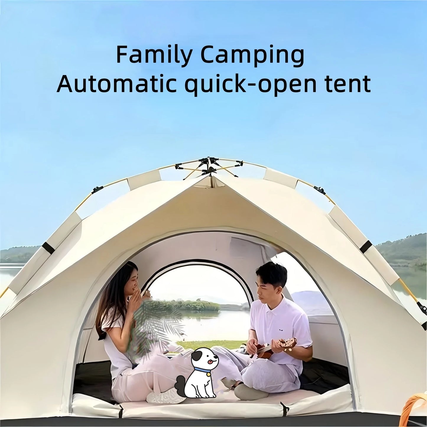 Quick Opening Camping Tent, Dual Doors And Windows For Superior Ventilation, Waterproof Windproof Tent