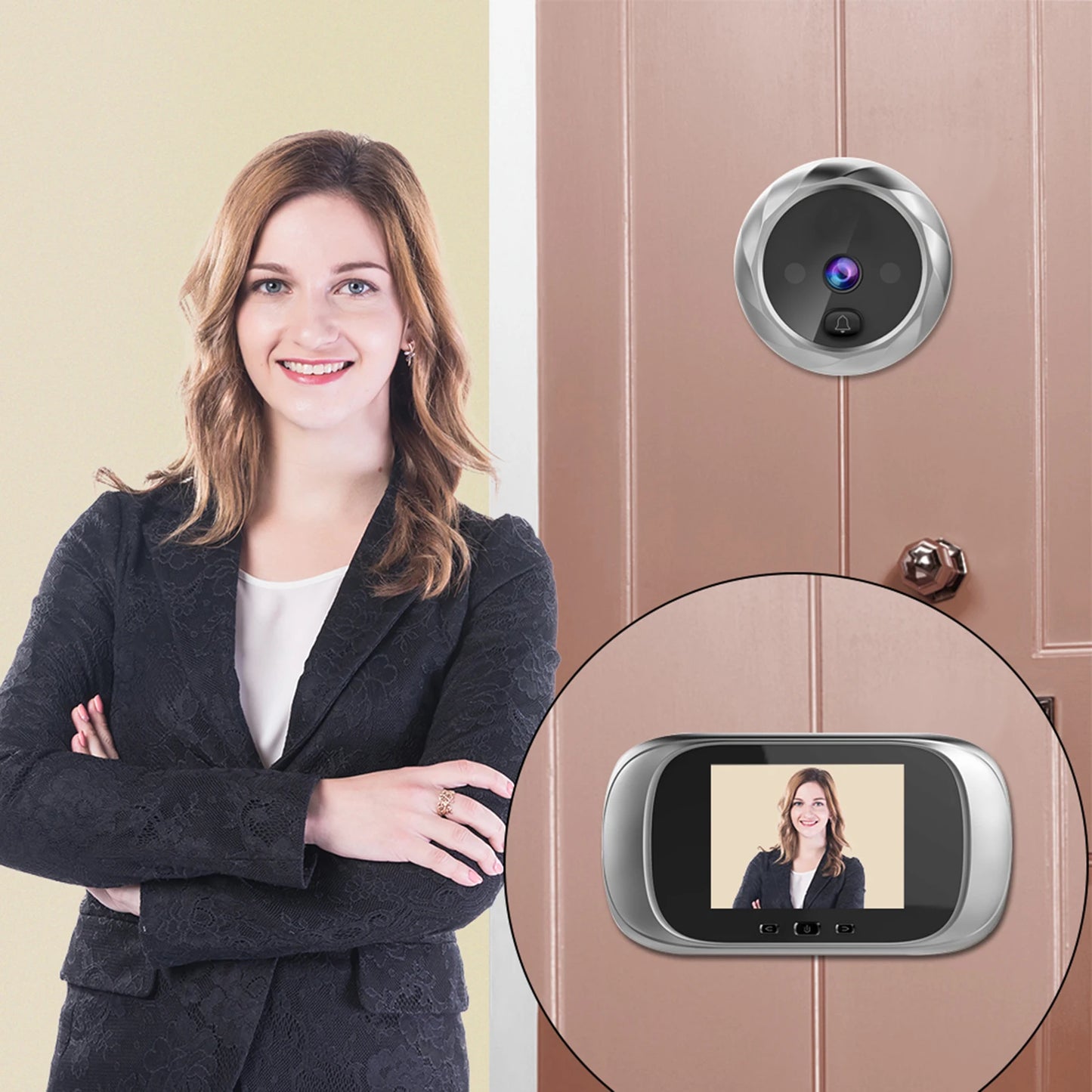 Home security doorbell with camera and night vision