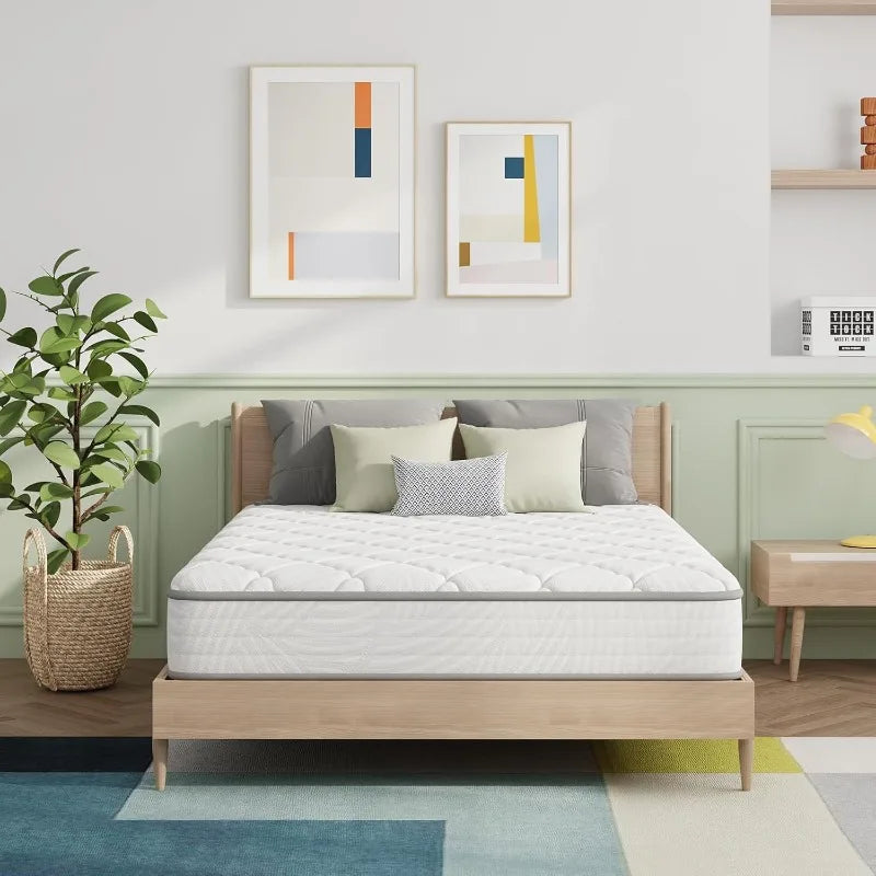 Twin Mattress 8 Inch, Twin Bed Mattress in A Box, Hybrid Mattress with Comfortable & Durable Support, Twin Size Mattress For