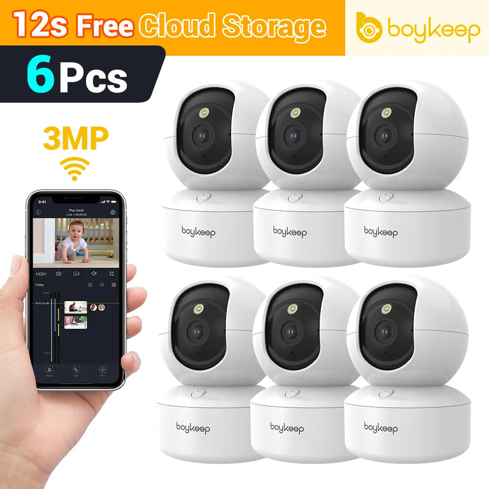 BoyKeep 3MP WiFi IP Camera Smart Baby Monitor Home Security 5G WiFi Indoor IP Automatic Tracking 24/7 Video Surveillance