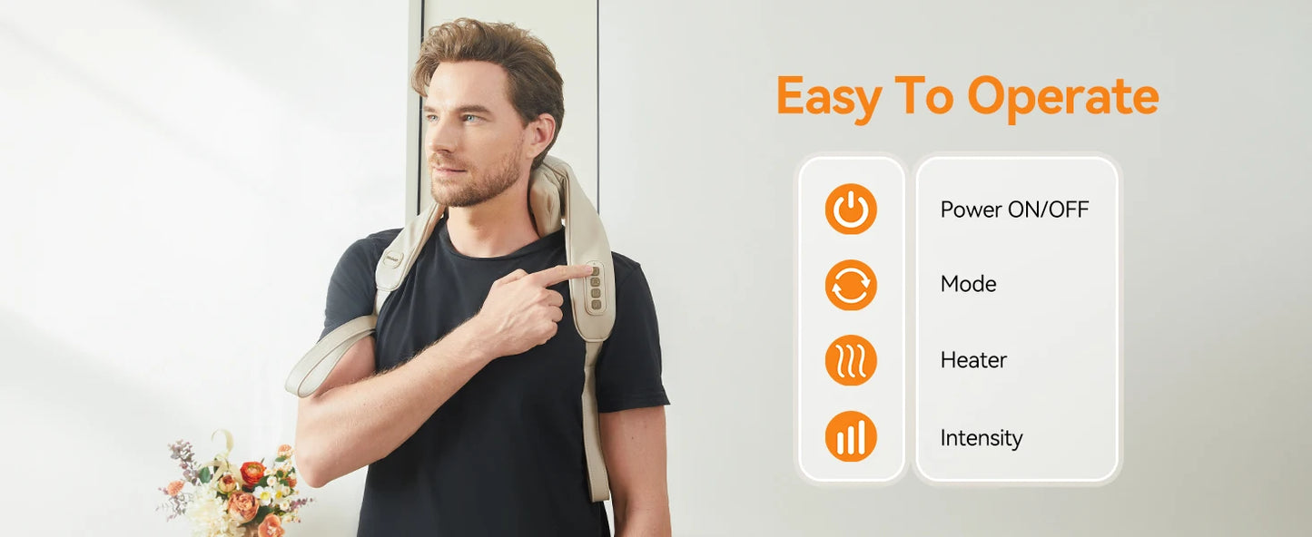 Mebak N1 Massager For Neck and Cervical Shoulder With Heating Massage Pillow for Back Legs Waist Muscle Kneading Massage Shawl