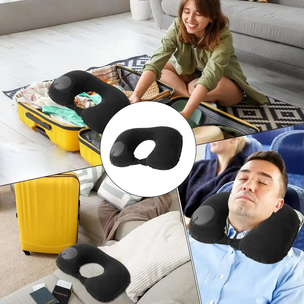 Inflatable Neck Pillow U-Shaped Neck Support Pillow Comfortable Pillow Portable Neck Protector For Travel Airplane Car