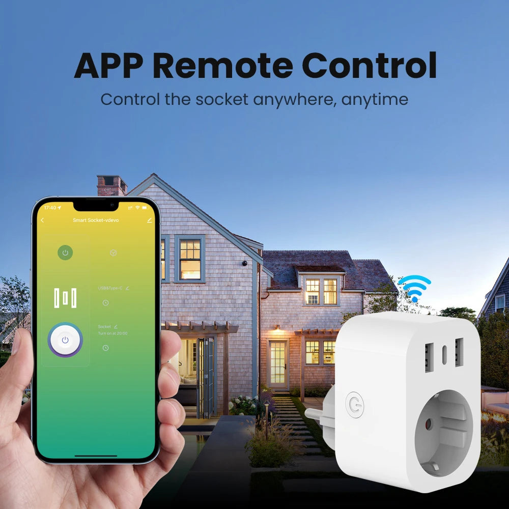 WiFi Smart Plug 16A Home Appliance Works with Alexa Google