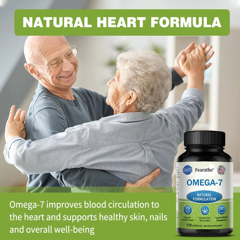 Natural Omega 7 Fatty Acid Capsules - Vitamin Supplement for Heart Health, Skin, Hair, Nail Strength, Healthy Weight Management