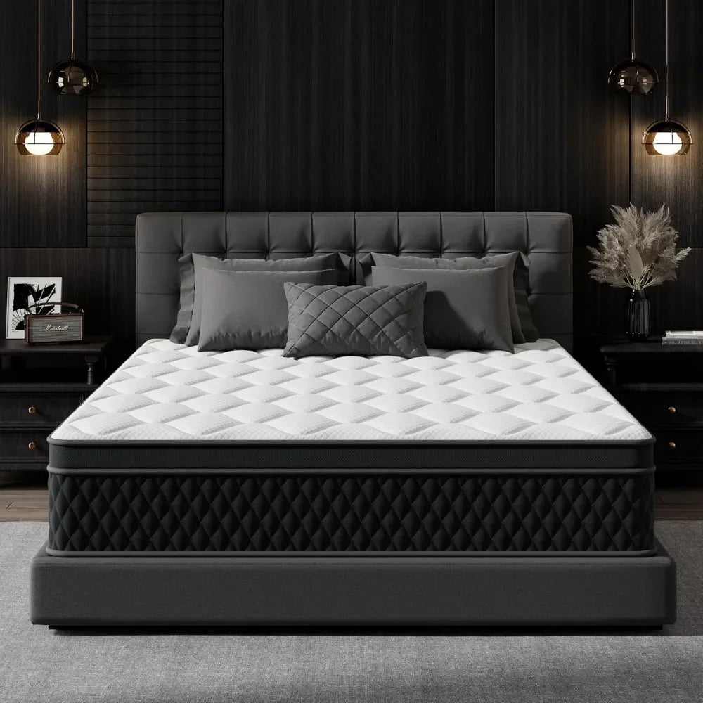 Hybrid Memory Foam Mattress in a Box, Individually Wrapped Pocket Coils Mattress for Isolate Motion