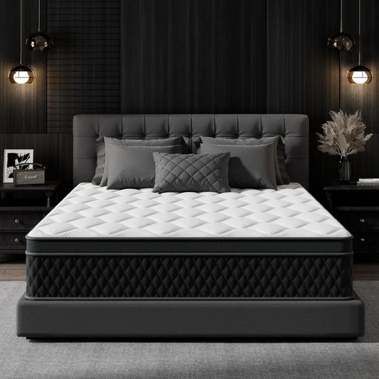 Hybrid Memory Foam Mattress in a Box, Individually Wrapped Pocket Coils Mattress for Isolate Motion