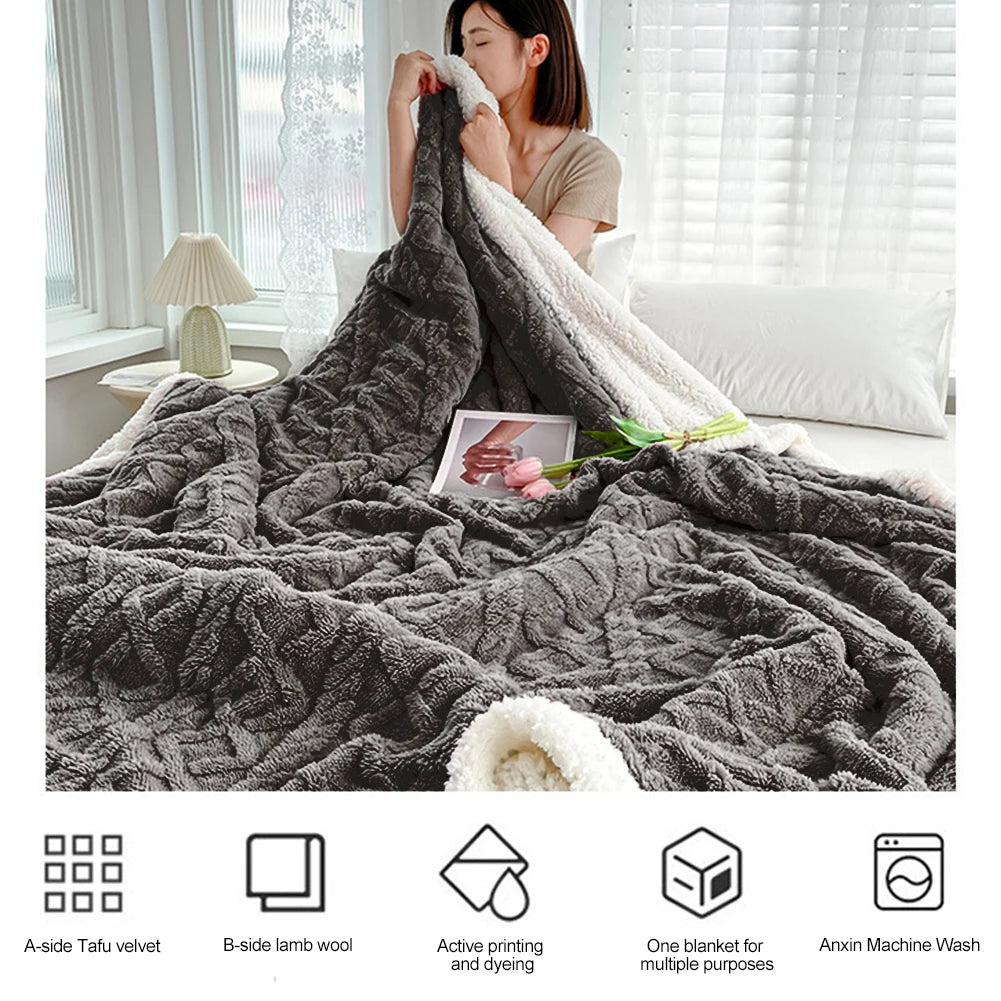 Thick Winter Warm Blanket for Bed Artificial Lamb Cashmere Weighted Blankets Soft Comfortable Warmth Quilt Comforter Warm Quilt