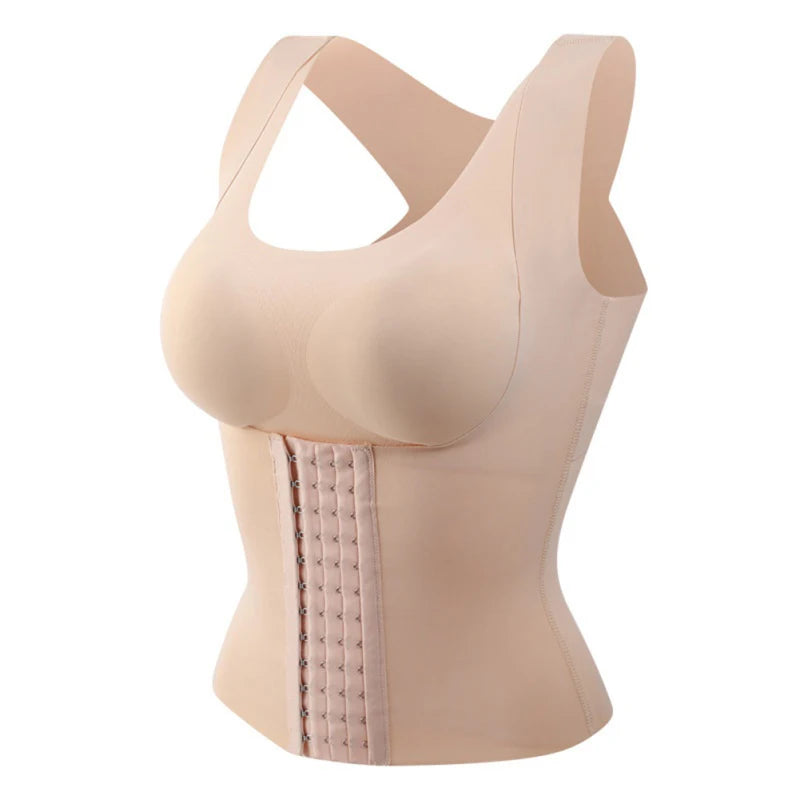 Women 3-in-1 Body Shapewear Posture Corrector Underwear Tummy Control Back Support Push Up Bra Shaper Vest Slim Tank Top Corset