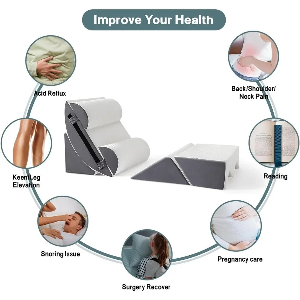 6pcs Orthopedic Bed Wedge Pillow Set for Post Surgery, Memory Foam for Sleeping, Back and Leg Pain Relief Comfortable&Adjustable