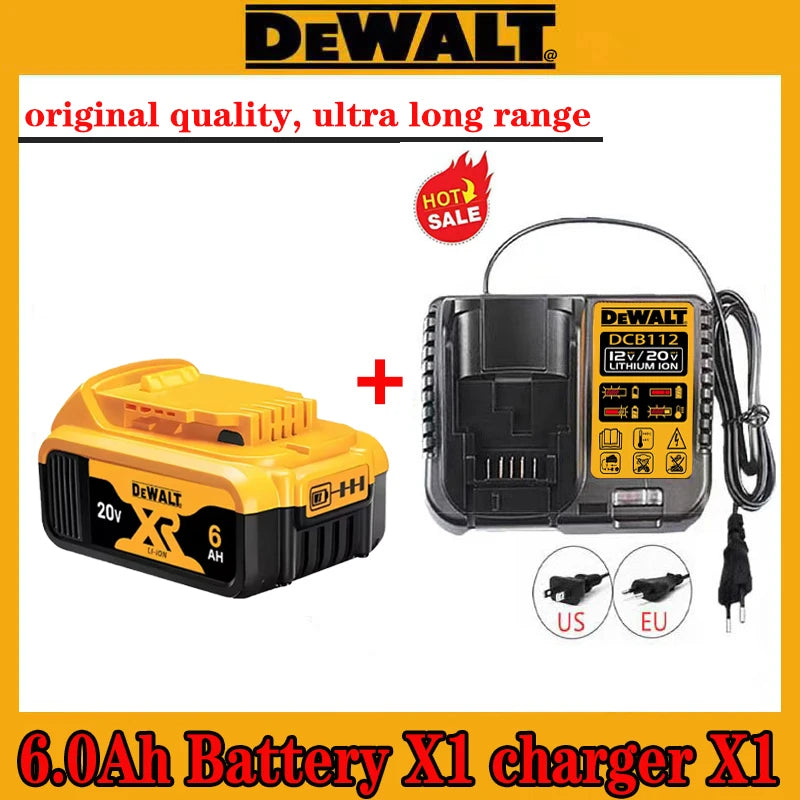 High Rate 100% Genuine Dewalt 20V Battery, 2AH 5AH 6AH Rechargeable Lithium Ion Battery, Dewalt DCB200 Power Tool Battery