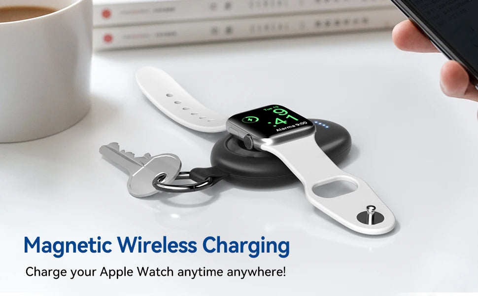 Portable Charger for Apple Watch Series 9/8/7/6/5/4/3/2/SE/Ultra Travel Power Bank Wireless Keychain Charger Watch Spare Battery
