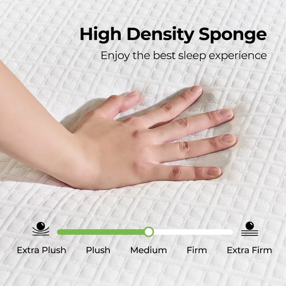 Gel Memory Foam Mattress in a Box, Fiberglass Free, Breathable Mattress for Cooler Sleep