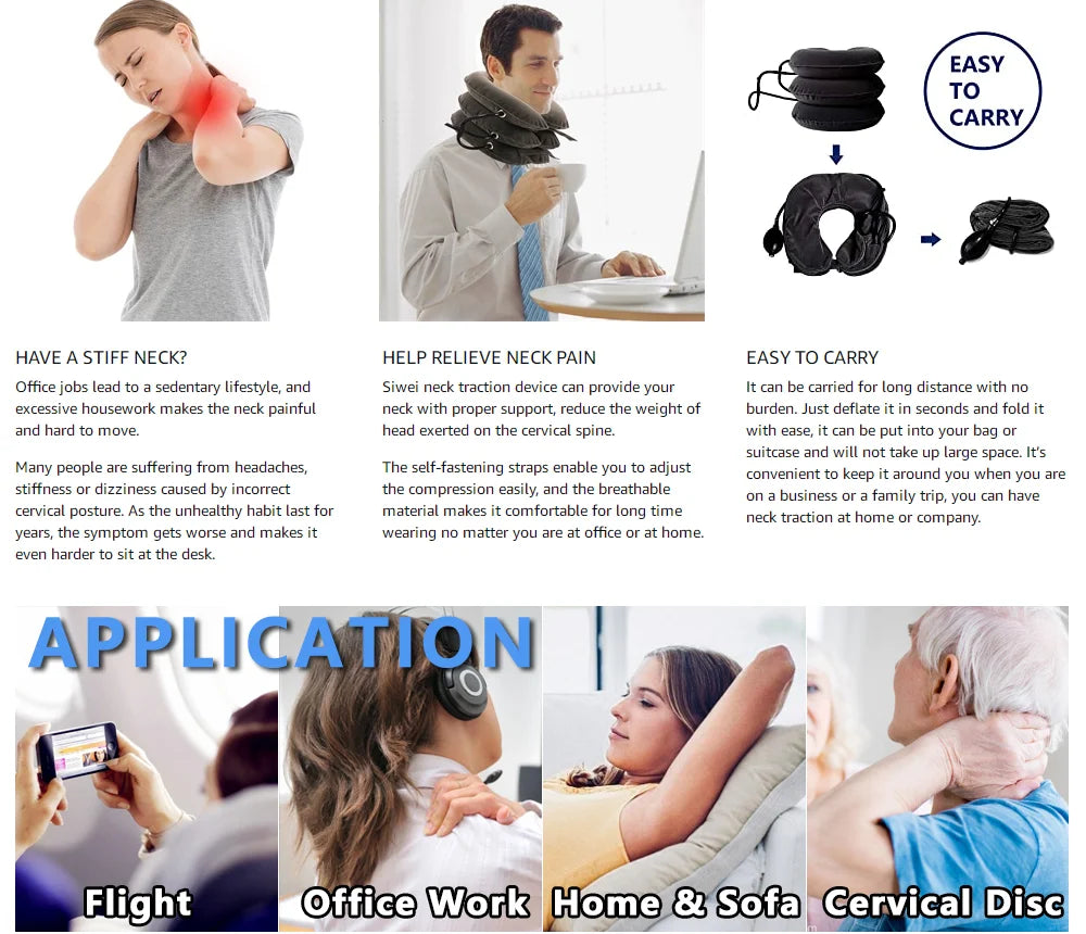 Cervical Neck Traction Device,Relief for Chronic Neck & Shoulder Alignment Pain,Inflatable Neck Stretcher