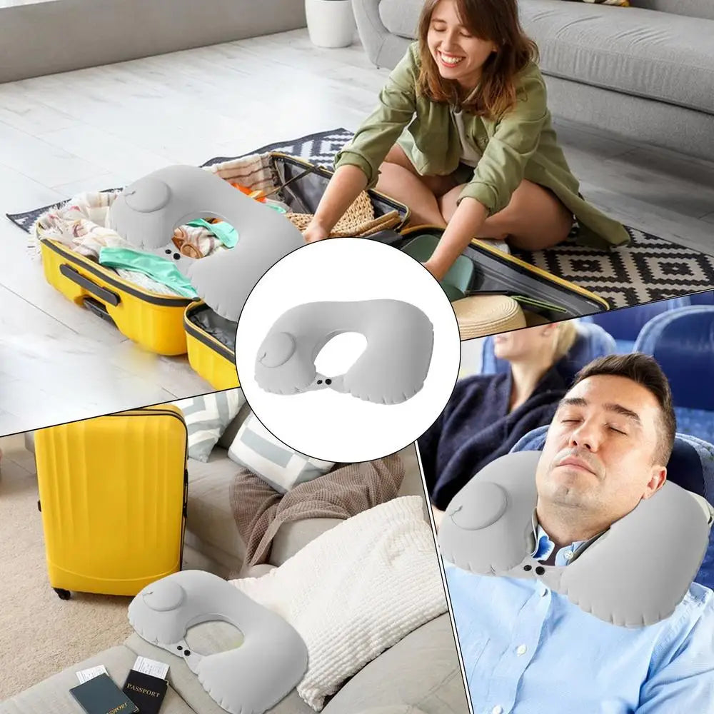 Inflatable Neck Pillow U-Shaped Neck Support Pillow Comfortable Pillow Portable Neck Protector For Travel Airplane Car