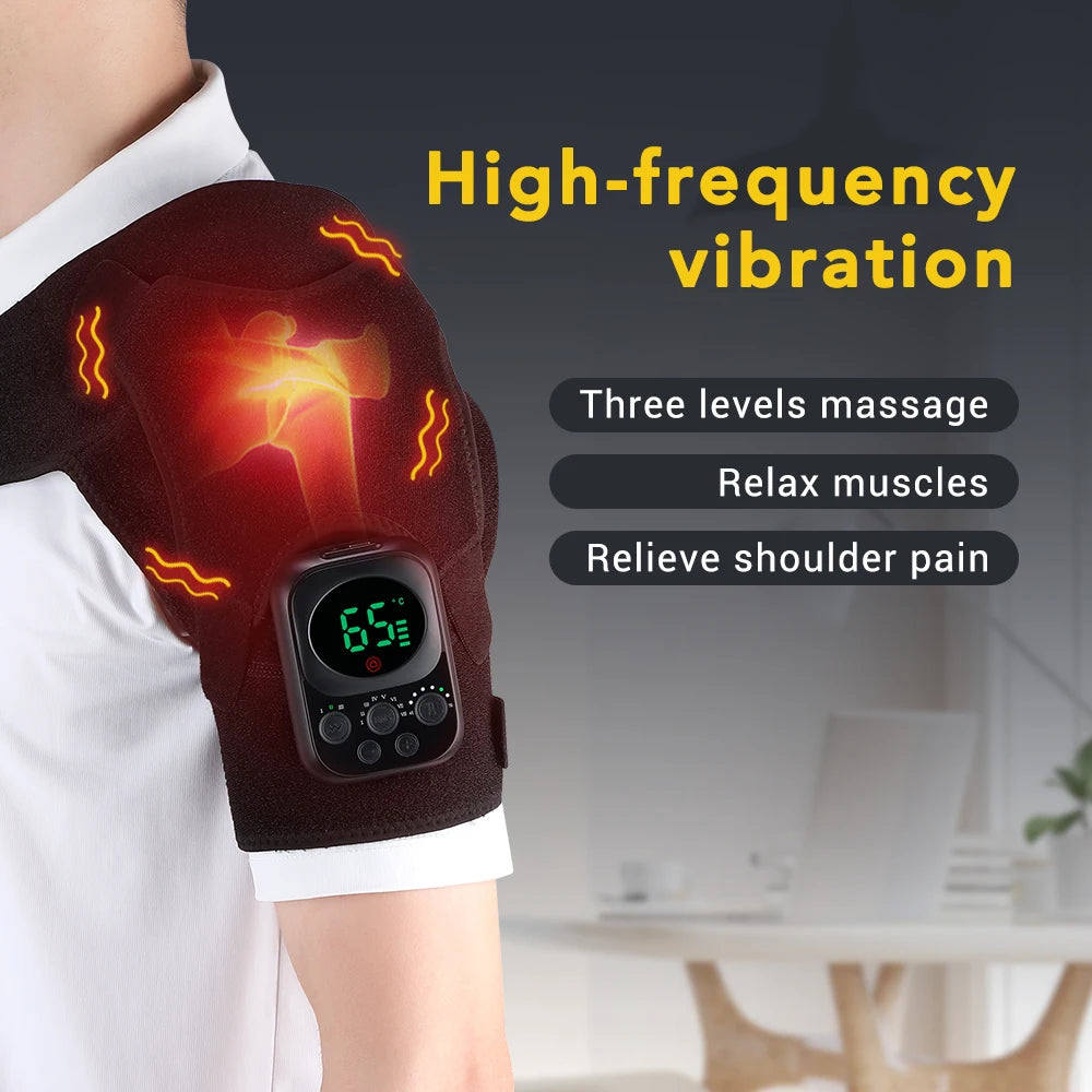 Electric Shoulder Brace 3 Gear Heated Vibration Massage Shoulder Support Massage Belt Arthritis Joint Injury Blood Circulation