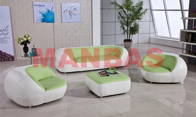 MANBAS Italian Genuine Leather Couch Top Grade Cow Leather Sofas Personality Creativity Living Room Chair Arc Modern Furniture