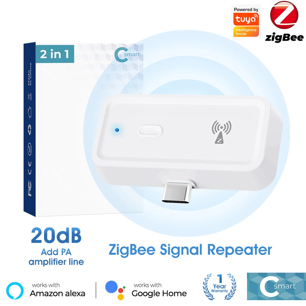 ZigBee Amplifier Extender Output Power Up To 20db Type C Range Extender Work for Alexa Google Home Smart Home Automation Devices