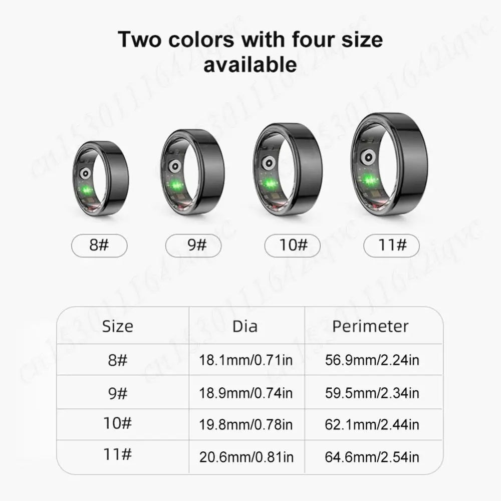R02 Smart Ring Sleep Monitor Bluetooth5.0 Blood Oxygen Tracker Fitness Tracker Ring IP68 & 5ATM Waterproof Multi-sport Modes