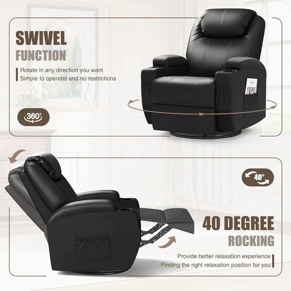 Remote Controlled Massage Chairs, Reclining, Leather, Ergonomic with Cup Holders