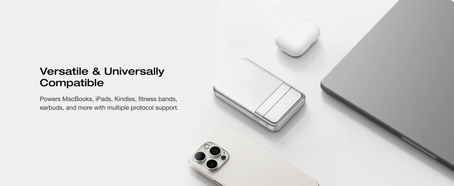 ECOFLOW Rapid Power Bank Wireless 5000mAh, Qi2 Certified Ultra-Fast Magnetic Portable Charger with Stand & Built-in USB-C Cables