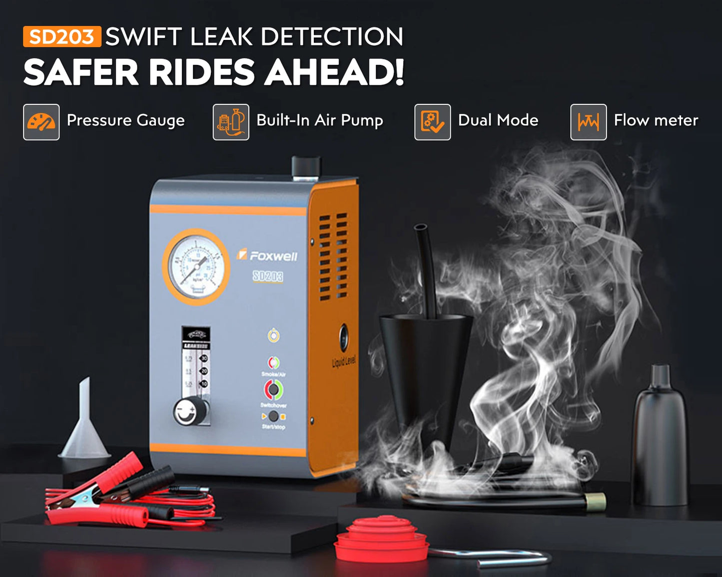 Automotive Smoke Machine 12V Built-in Air Pump EVAP Vacuum Leak Detector Car Pipe Leakage Diagnostic Tester