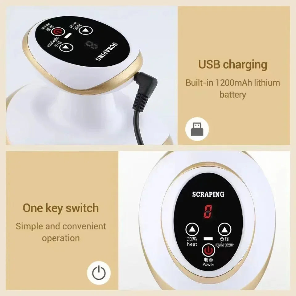 Electric Scrapin, Cupping, Suction, Heating, Fat Burner, Anti-cellulite Massager