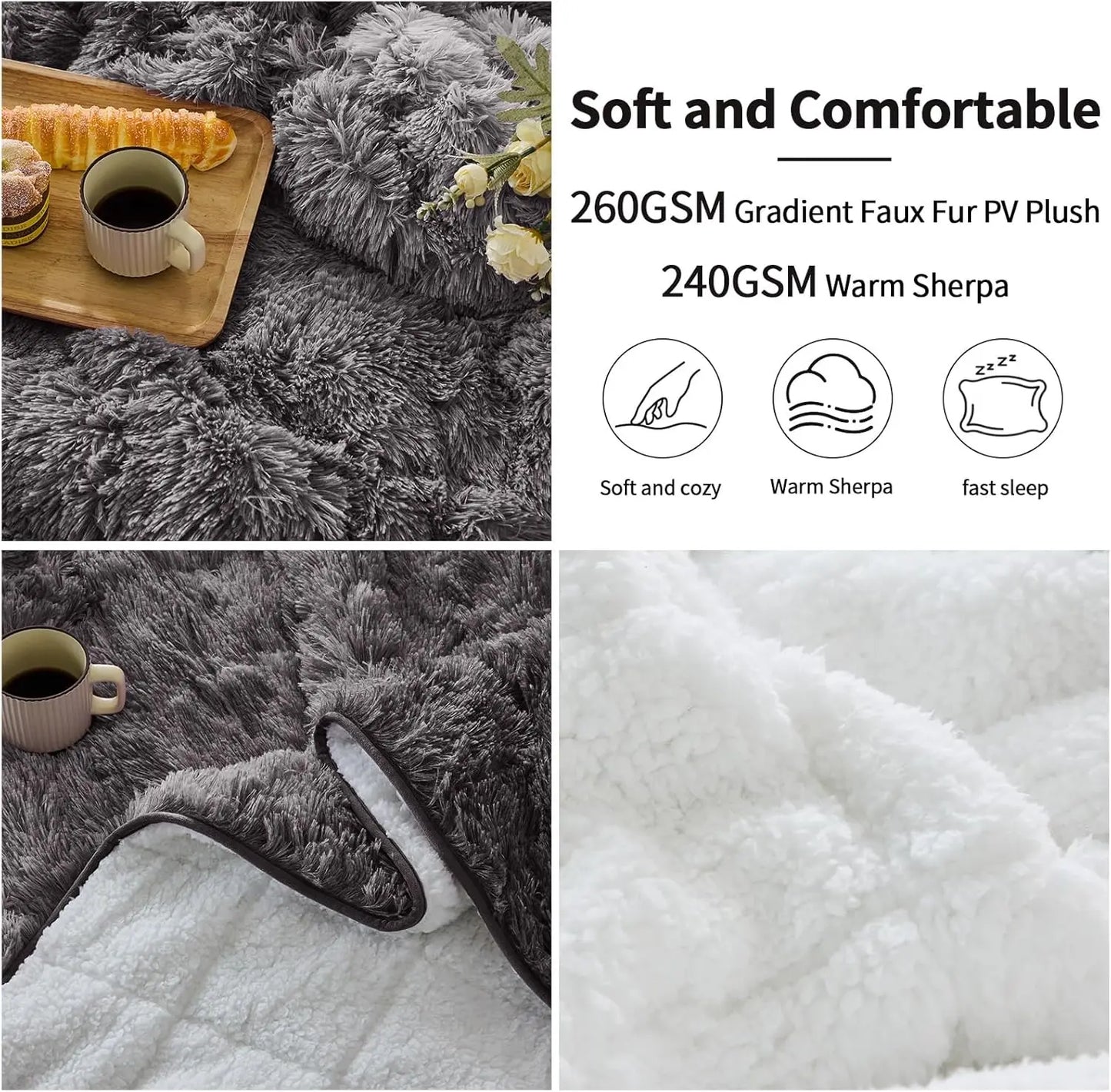 Faux Fur Weighted Blanket for Adults Fuzzy Cozy Sherpa Twin Size Heavy Blanket for Sleeping,Comfy Warm Soft Plush Blanket