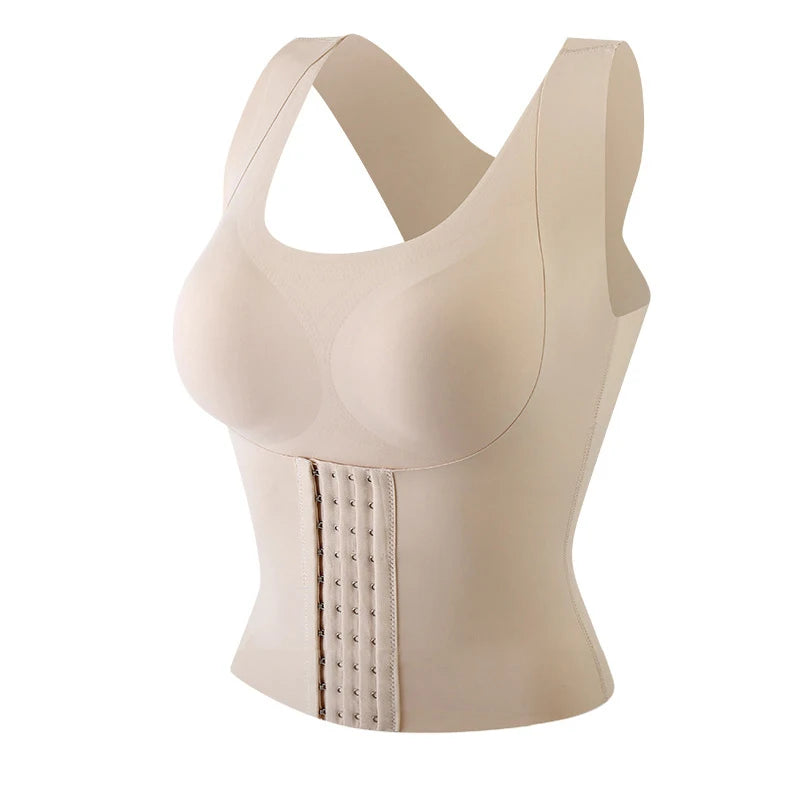 Women 3-in-1 Body Shapewear Posture Corrector Underwear Tummy Control Back Support Push Up Bra Shaper Vest Slim Tank Top Corset