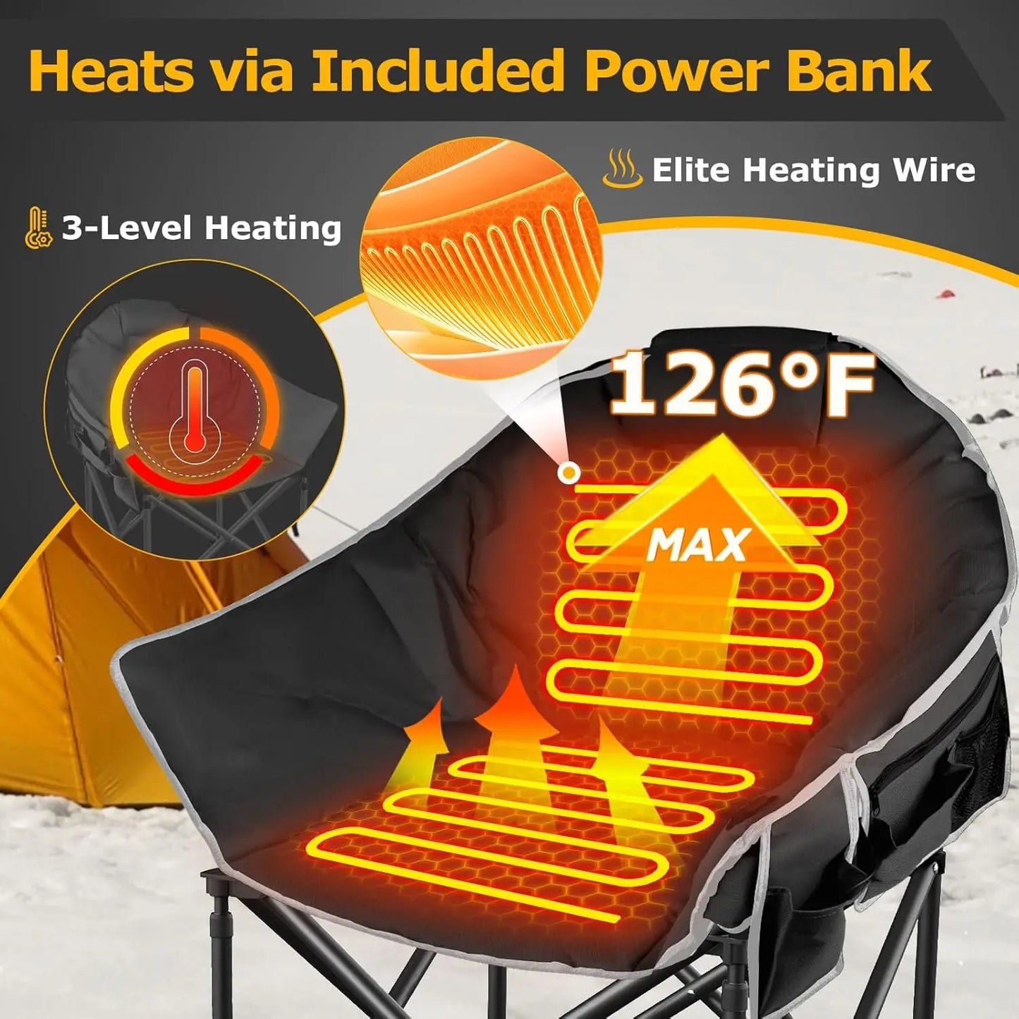Oversized Chair with Dual Heating 3 level Zones