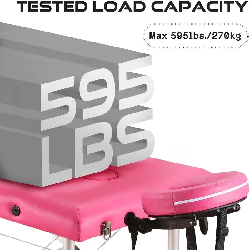 Portable Massage Table Upgraded 2" Thick Sponge, Height Adjustable Aluminum Massage Bed