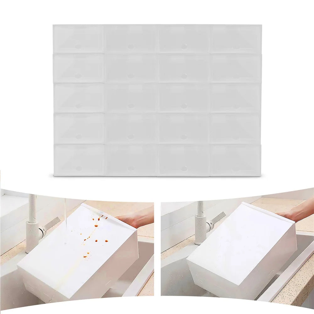 20Pc Stackable Shoe Box Clear Plastic Display Shoe Case Sneaker Organizer Durable Shoes Container Dustproof